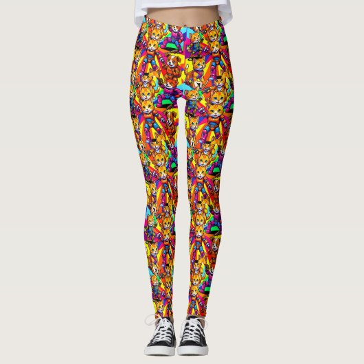 Abstracte Kittens Puppies Leggings (Voorkant)