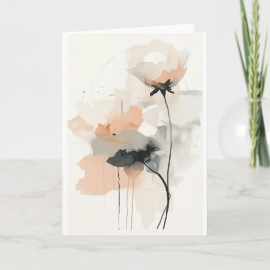 Abstracte klaproos bloem kunstprint | Minimalistis Kaart (Voorkant)