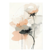 Abstracte klaproos bloem kunstprint | Minimalistis