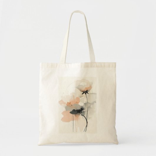 Abstracte klaproos bloem kunstprint | Minimalistis Tote Bag (Voorkant)