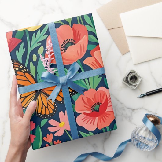 Abstracte klaprozen monarch cadeaupapier (Geschenken)