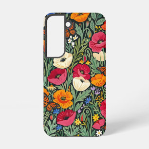 Abstracte klaprozen tuin vlinders Samsung hoesjes Galaxy Hoesje
