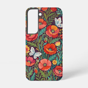 Abstracte klaprozen vlinders Samsung hoesjes Galaxy Hoesje