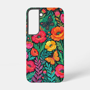 Abstracte klaprozen vlinders tuin Samsung hoesjes Galaxy Hoesje