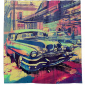 Abstracte klassieke auto's uit de jaren 50: Shower Douchegordijn (Voorkant)