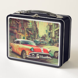 Abstracte Klassieke Cars 1950s Metal Lunch Box