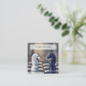 Abstracte Klassieke Chess Knachten Coach Club Vierkante Visitekaartje (Staand voorkant)