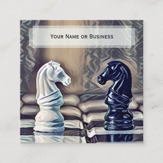 Abstracte Klassieke Chess Knachten Coach Club Vierkante Visitekaartje (Voorkant)