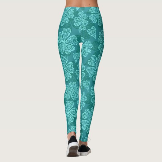Abstracte Klavers Patroon St Patrick's Day Leggings (Achterkant)