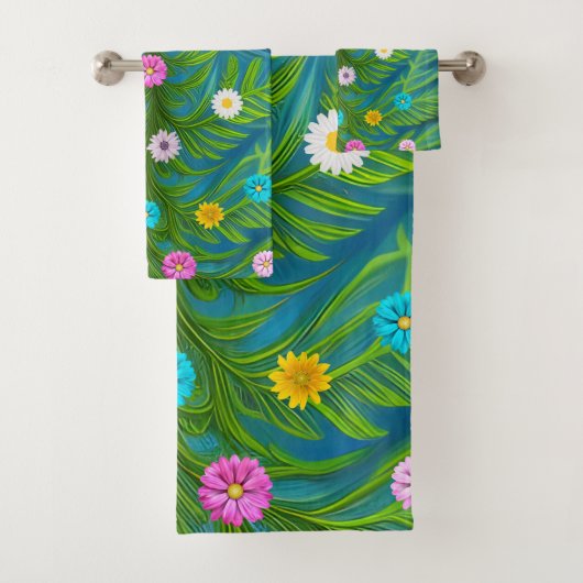 Abstracte kleine Daisy Garden Bad Handdoek (Insitu)