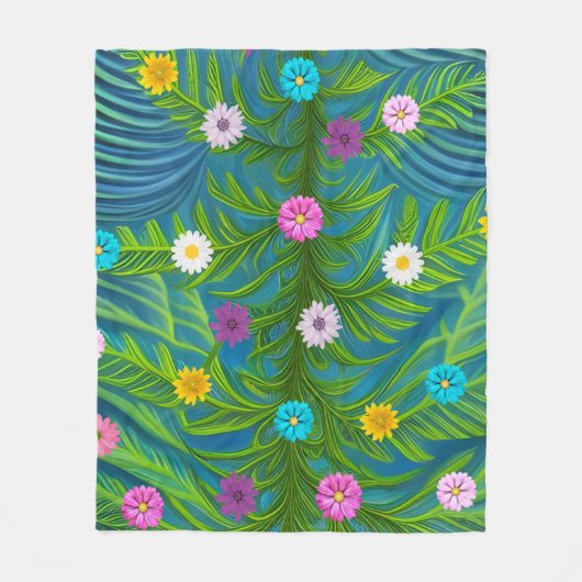 Abstracte kleine Daisy Garden Fleece Deken (Voorkant)