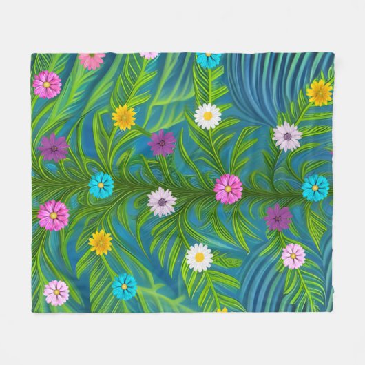 Abstracte kleine Daisy Garden Fleece Deken (Voorkant (Horizontaal))