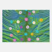 Abstracte kleine Daisy Garden Inpakpapier Vel (Voorkant)