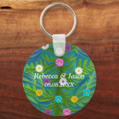 Abstracte kleine Daisy Garden Sleutelhanger (Voorkant)