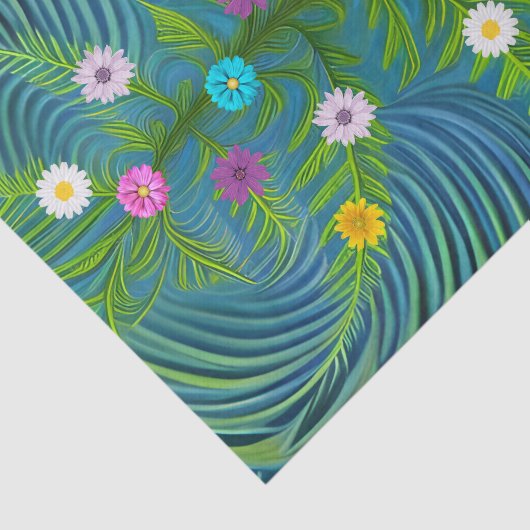 Abstracte kleine Daisy Garden Tissuepapier (Detail)