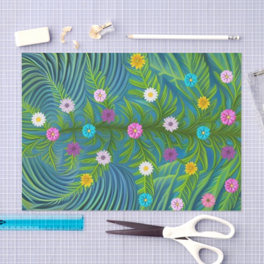 Abstracte kleine Daisy Garden Tissuepapier (Craft)