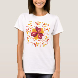 Abstracte kleppen, roze en geel t-shirt