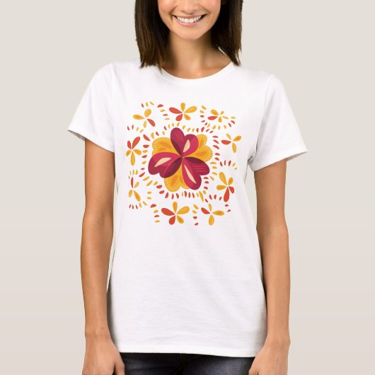 Abstracte kleppen, roze en geel t-shirt (Voorkant)