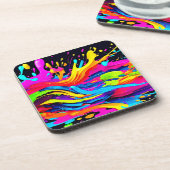 Abstracte kleur burst art bier onderzetter (Linkerzijde)