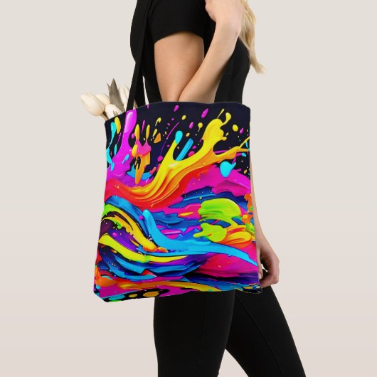 Abstracte kleur burst art tote bag (Dichtbij)