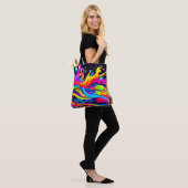 Abstracte kleur burst art tote bag (Op model)