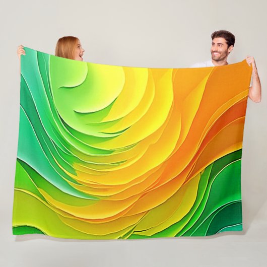 Abstracte Kleur Energie Stroom Ontwerp Fleece Deken (In situ)