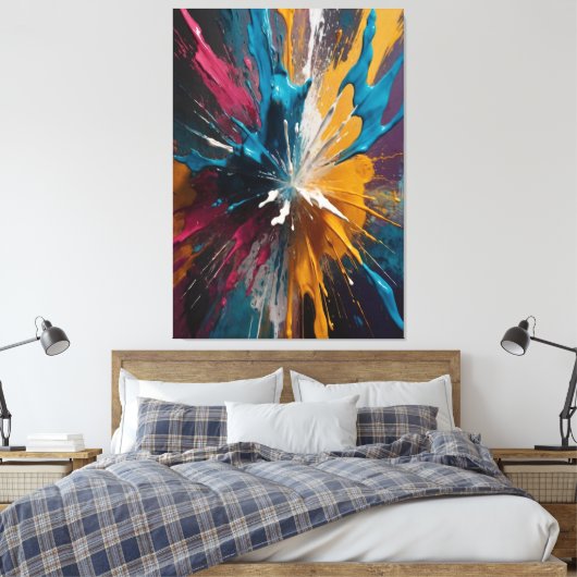 Abstracte Kleur Explosie Canvas Vetgedrukte Levend (Insitu (Slaapkamer))