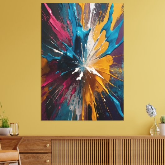 Abstracte Kleur Explosie Canvas Vetgedrukte Levend (Insitu (Woonkamer))