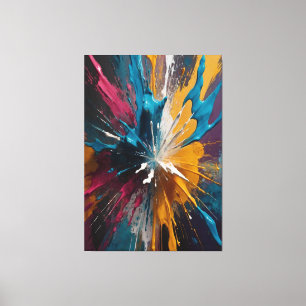 Abstracte Kleur Explosie Canvas Vetgedrukte Levend Afdruk