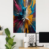 Abstracte Kleur Explosie Canvas Vetgedrukte Levend Poster (Thuiskantoor)