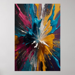 Abstracte Kleur Explosie Canvas Vetgedrukte Levend Poster