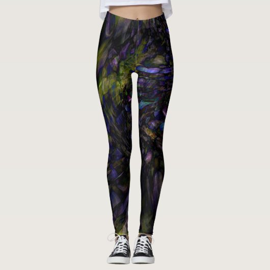 Abstracte Kleur Marmeren Werveltje Modern Art Cool Leggings (Voorkant)