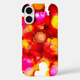 Abstracte kleur rood en roze iPhone 16 hoesje