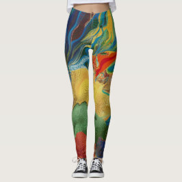 abstracte kleur spettert waterkleuren leggings