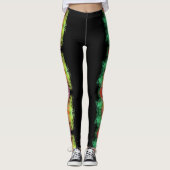 abstracte kleur splash bloemontwerp op zwart leggings (Voorkant)