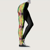 abstracte kleur splash bloemontwerp op zwart leggings (Rechts)