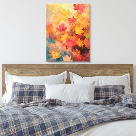 Abstracte kleur van Japans Herfst Fine Art Canvas Afdruk (Insitu (Slaapkamer))