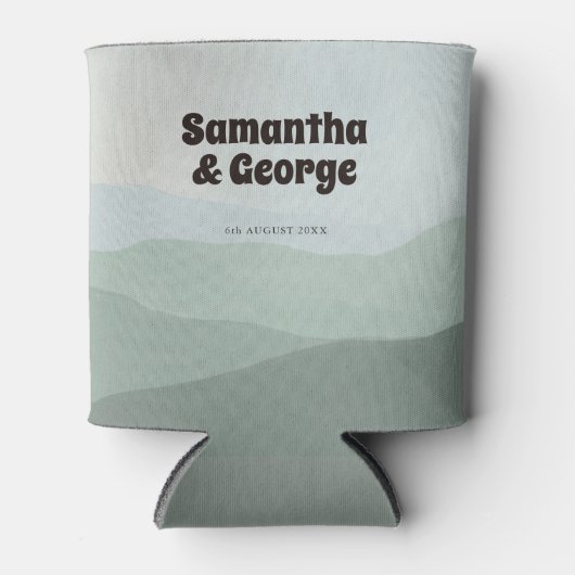Abstracte Kleur Wave Sage Groene Huwelijksgunsten Blikjeskoeler (Voorkant)
