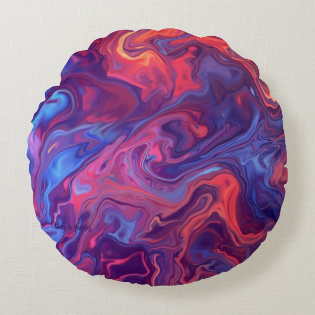 Abstracte Kleurcombinatie Kussensloop Rond Kussen (Voorkant)