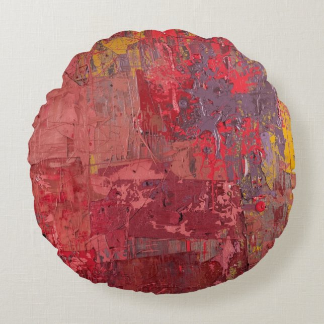 Abstracte Kleurcombinatie Kussensloop Rond Kussen (Voorkant)