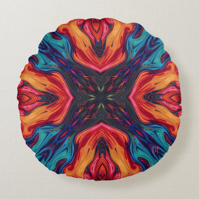 Abstracte Kleurcombinatie Worp Kussen (Voorkant)