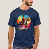 Abstracte Kleuren Cowboy en Paard T-shirt (Voorkant)