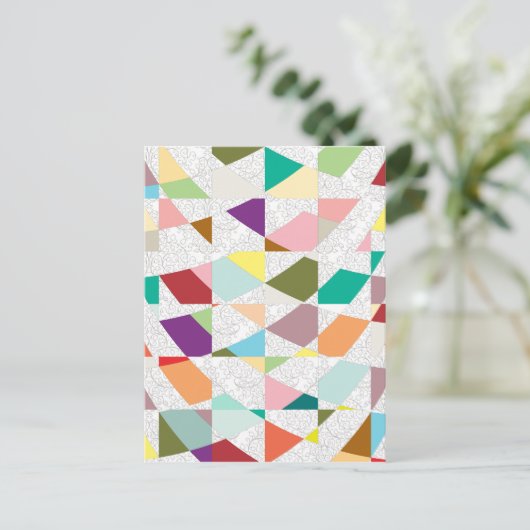 Abstracte kleuren Damask Briefkaart (Staand voorkant)