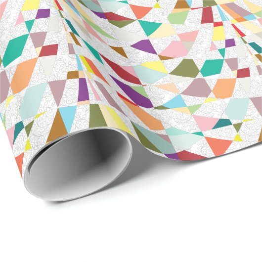 Abstracte kleuren Damask Cadeaupapier (Rol Hoek)