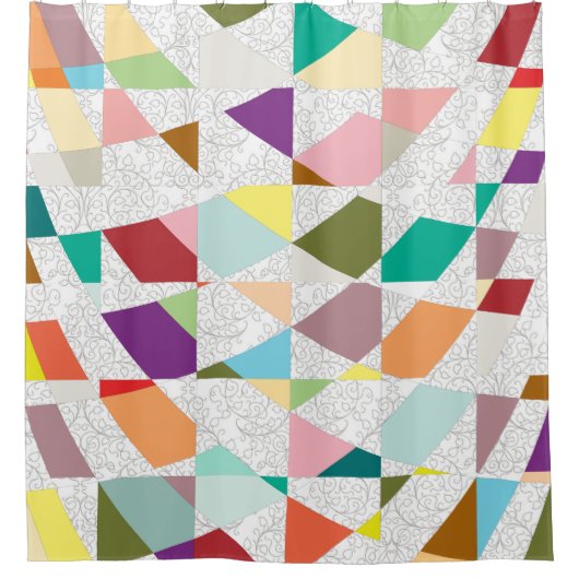 Abstracte kleuren Damask Douchegordijn (Voorkant)