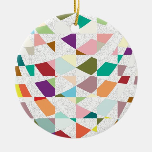 Abstracte kleuren Damask Keramisch Ornament (Voorkant)