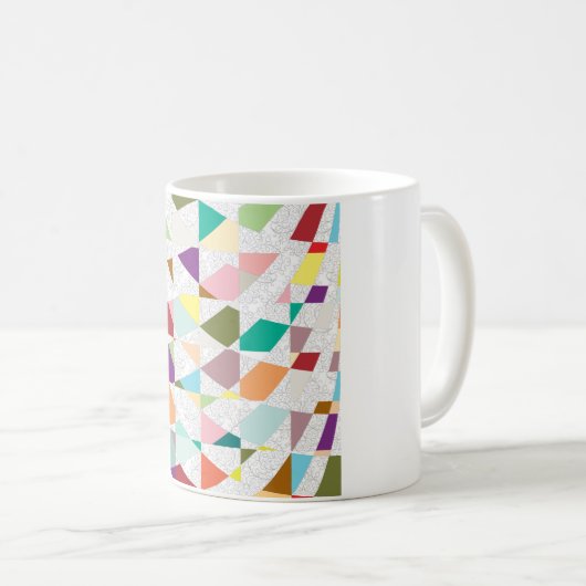 Abstracte kleuren Damask Koffiemok (Voorkant rechts)