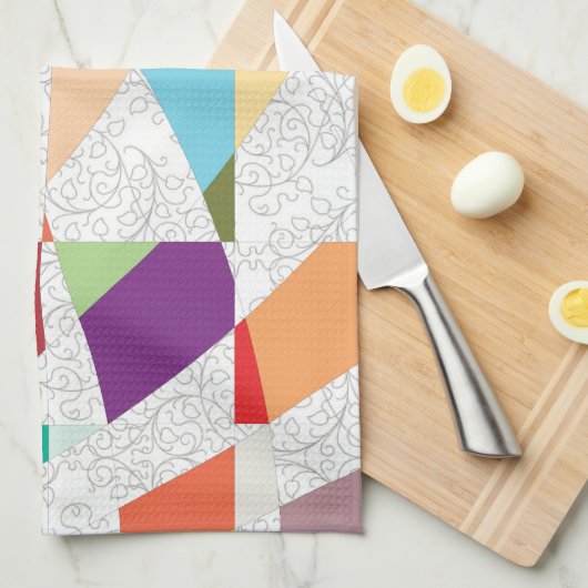 Abstracte kleuren Damask Theedoek (Quarter Fold)