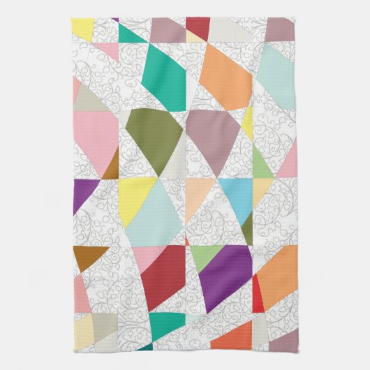 Abstracte kleuren Damask Theedoek (Verticaal)