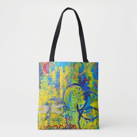 Abstracte Kleuren en Dragonfly Tote Bag (Voorkant)